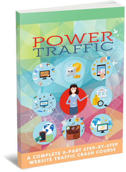 Cover of 'Power Traffic Mastery' E-Book featuring a dynamic and professional design