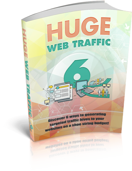 Cover of 'Huge Web Traffic' E-Book featuring a bold and dynamic design