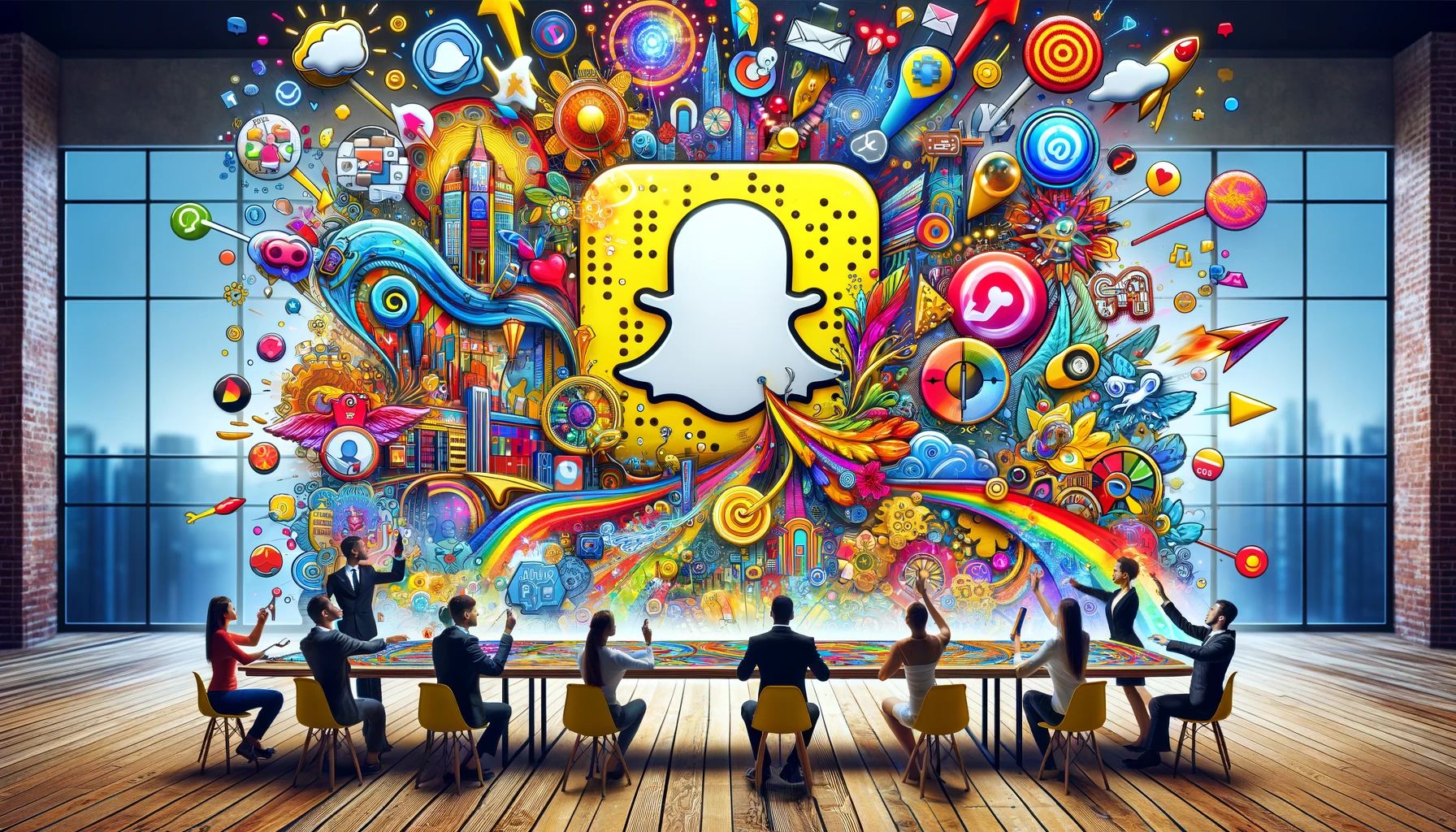 Creative representation of Snapchat Geofilters Engagement, showcasing vibrant, interactive designs that signify personalized and local-themed user interactions.