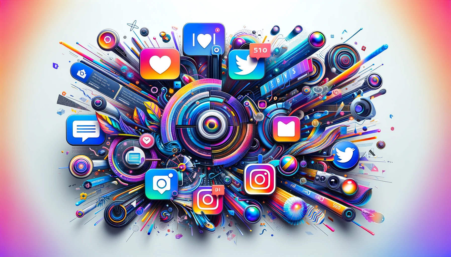 Abstract representation of various Instagram Ad Formats including photo ads, video ads, carousel ads, stories ads, and explore ads, symbolizing the engagement potential on Instagram.